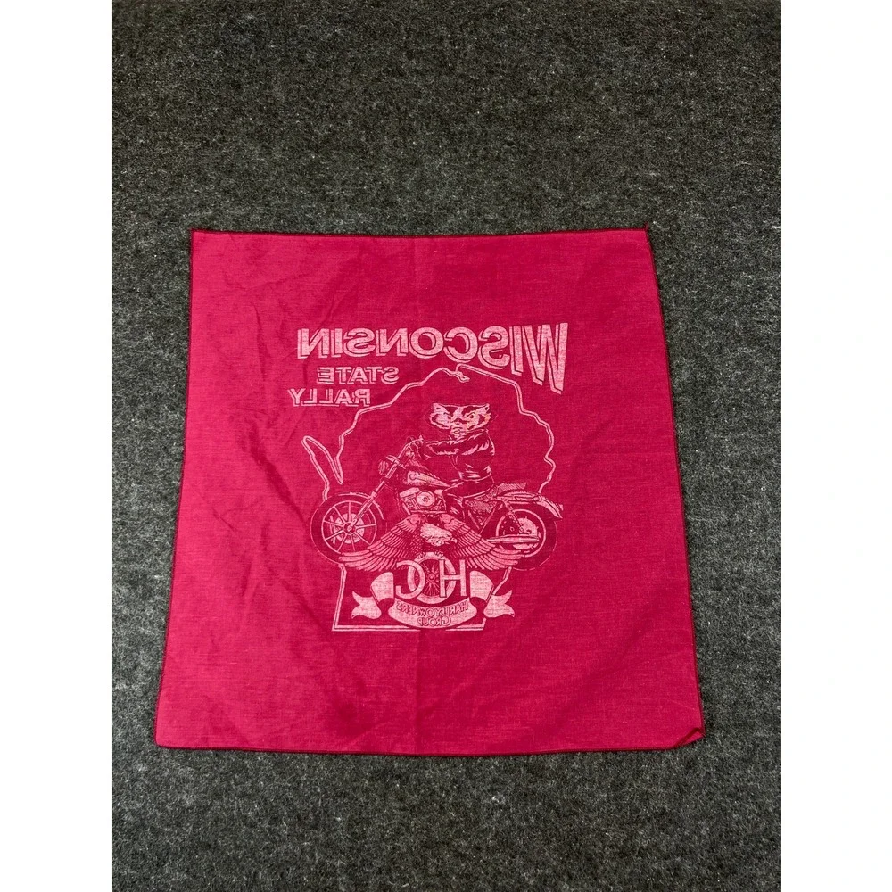 VTG Harley Davidson HOG Wisconsin State Rally Bandana Burgundy Badger Motorcycle